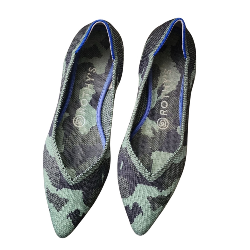 ROTHY'S The Point flats in jungle green camo print slip on ballet flats size‎ 8